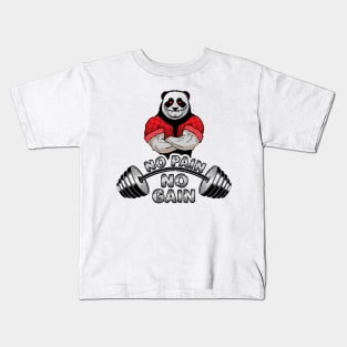 Art barbell and strong evil panda. Kids T-Shirt